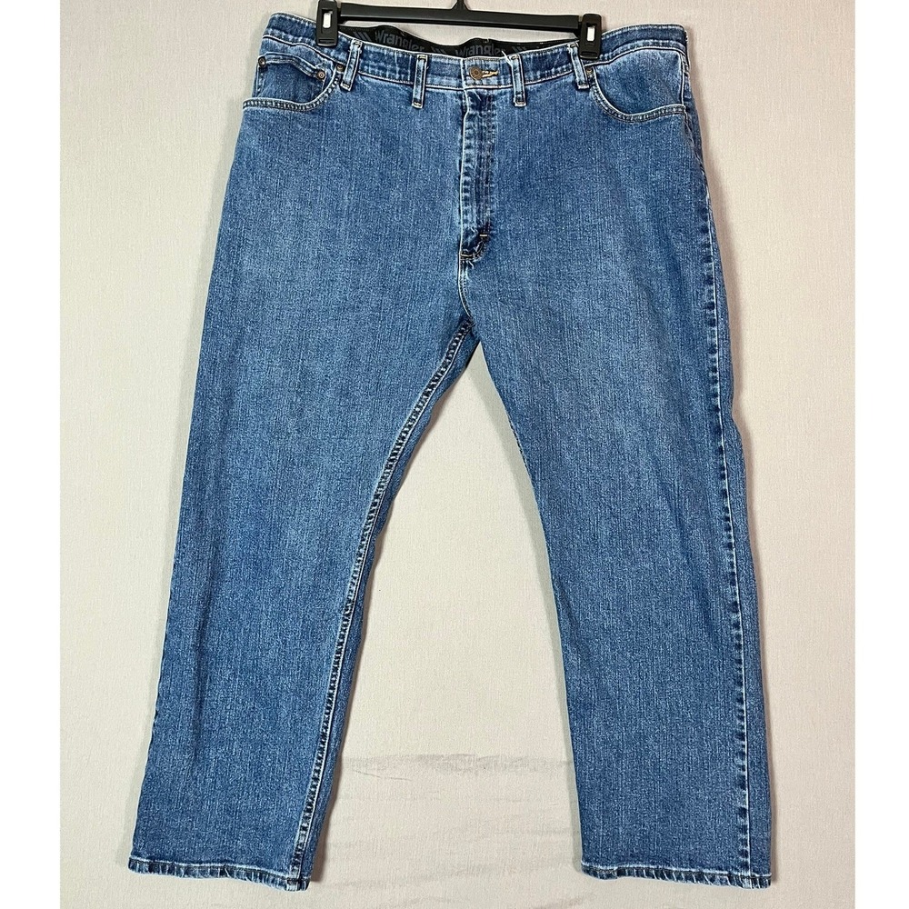 Wrangler Jeans 44x29 Cotton Stretch Blue Denim Workwear Rugged Good